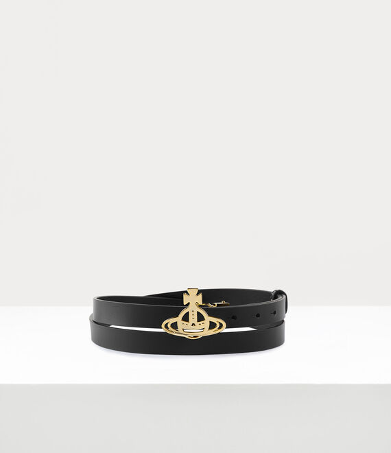 Vivienne Westwood Small Line Orb Buckle Belt in BLACK